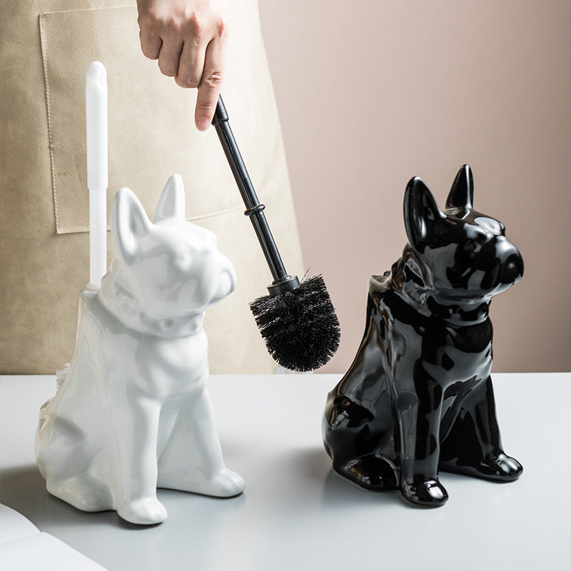 Creative Dog Shape Toilet Brush with Ceramic Base