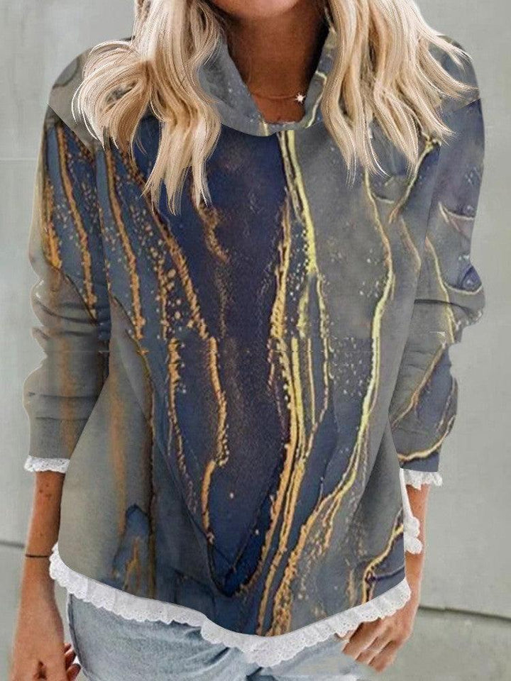 Abstract Printing Hooded Long Sleeve Sweater - Trendha