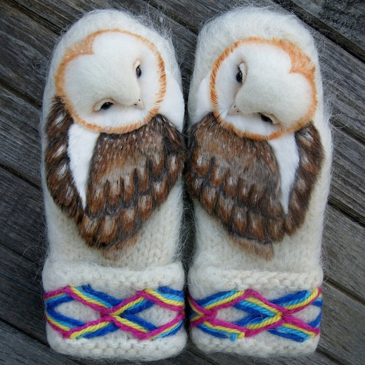 Owls Knitted Wool Gloves Winter Warm Cartoon Gloves For Christmas Gift