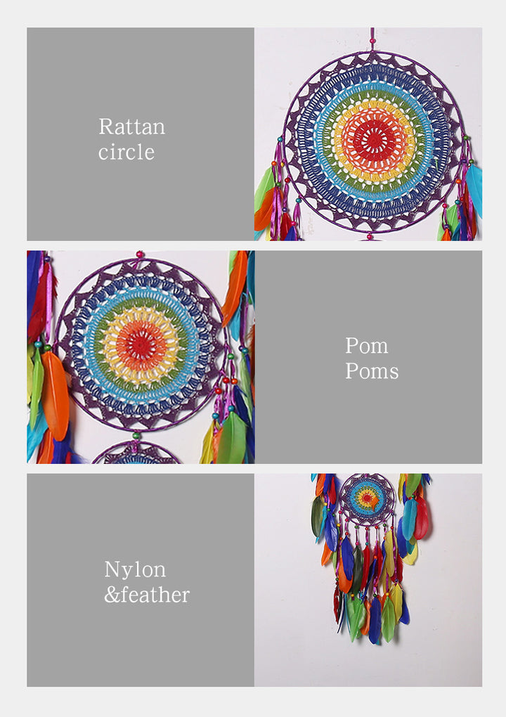 Indian Style Three Rings Colorful Dreamcatcher Wall Decoration