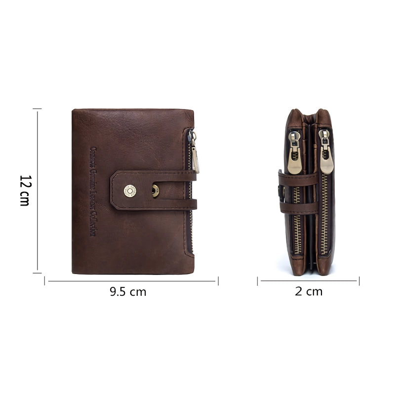 Genuine Leather Short Bifold Wallet