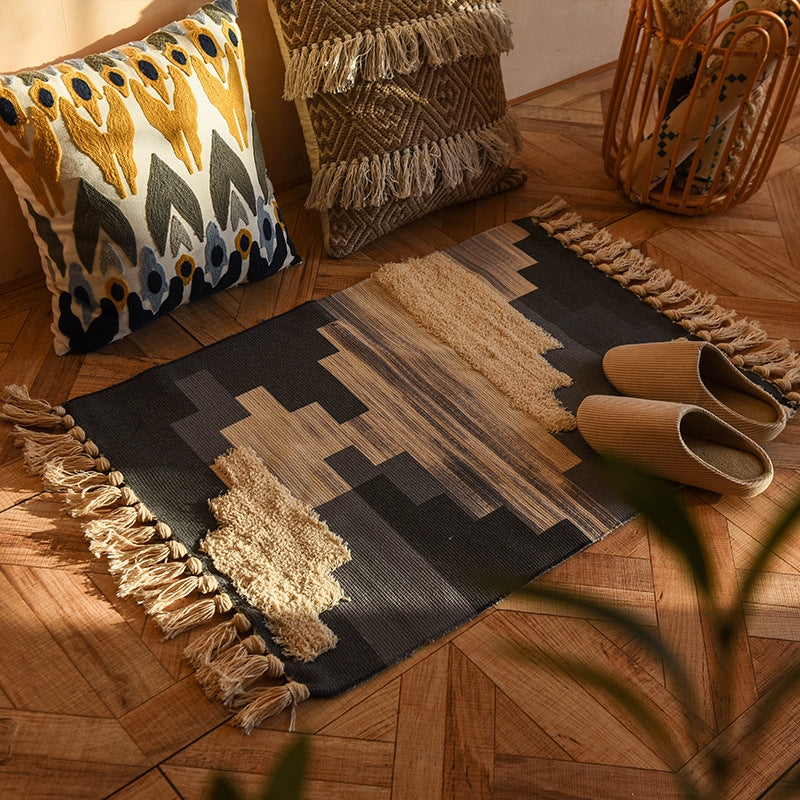 Minimalist Cotton and Linen Tassel Woven Floor Mat