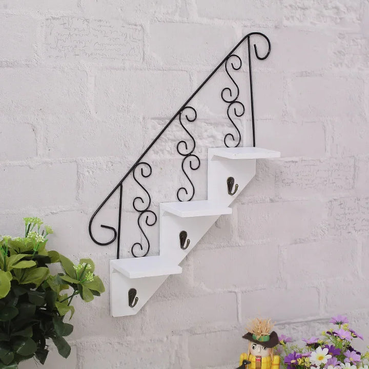 Scandinavian Wind Iron Hanging Hook Shelf with Flower Pot Holders