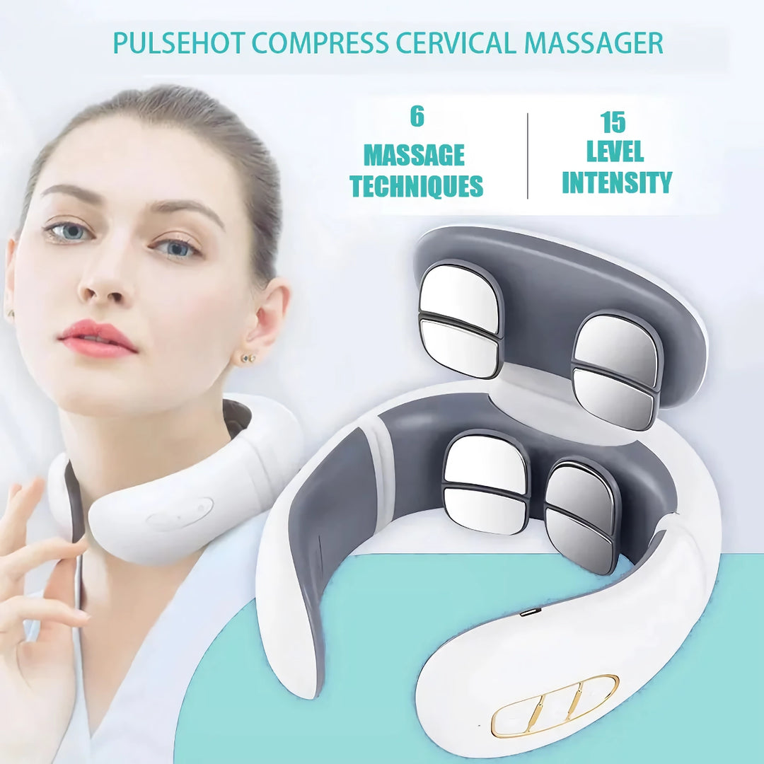 Smart Electric Pulse Neck Massager with Heat and TENS Therapy