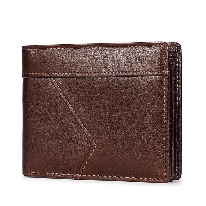Anti-magnetic Theft Brush Retro Oil Leather Wallet Smooth Touch RFID Business Men Standard Wallet With Photo Window - Trendha