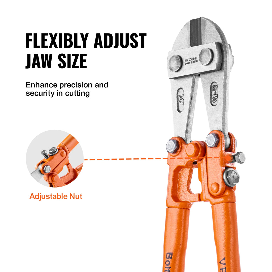 Heavy Duty Bolt Cutter with Adjustable Jaw and Ergonomic Handle for Effortless Cutting