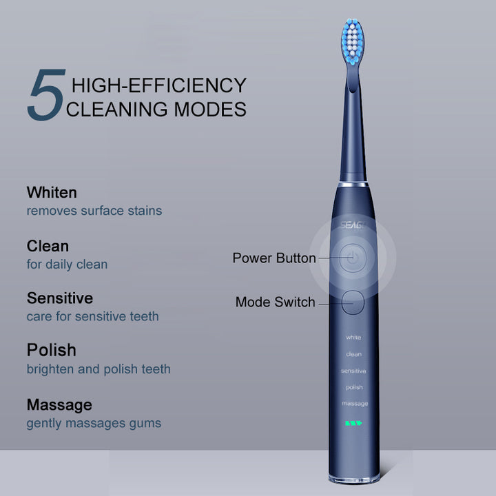 Electric Sonic Toothbrush USB Rechargeable with Long Battery Life and Replacement Heads