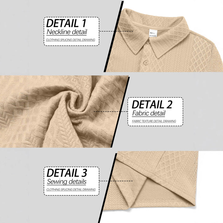 Texture Jacquard Solid Color Men's Long-sleeved Polo Shirt Lapel Loose Sweater