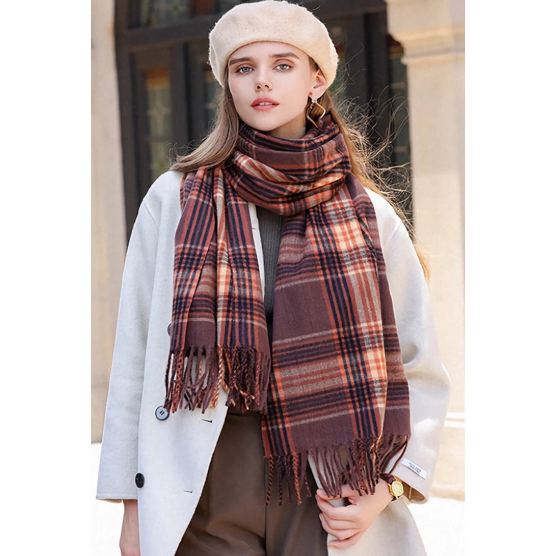 Imitation Cashmere Plaid Winter Scarf