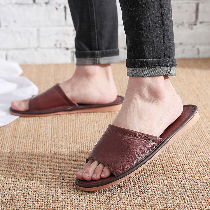 Home Leather Slippers Indoor For Men And Women