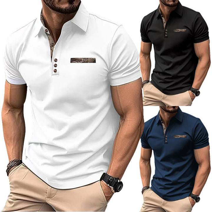 Men's Button Lapel Sports Short Sleeve