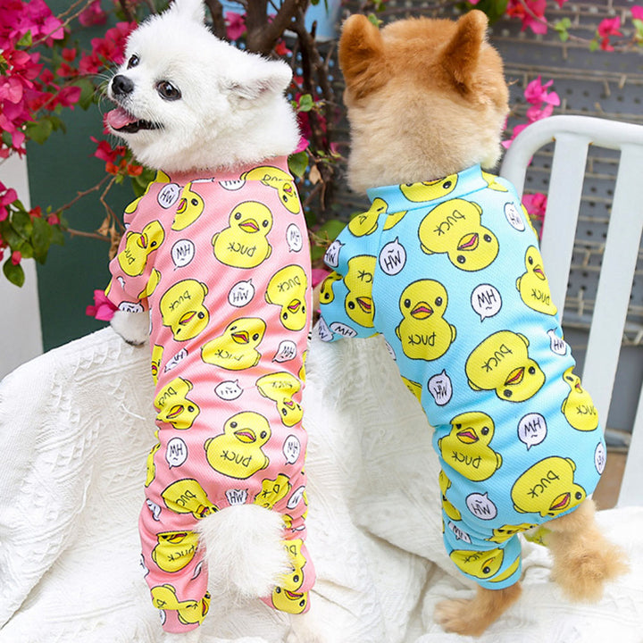 Cozy Cotton Duck Print Dog Romper Pajamas