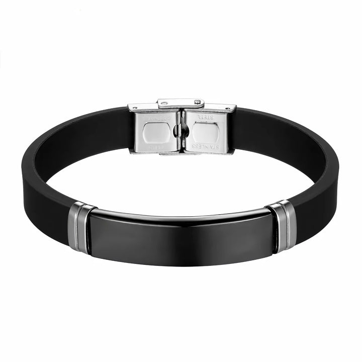 Unisex Stainless Steel Silicone Initial Bracelet