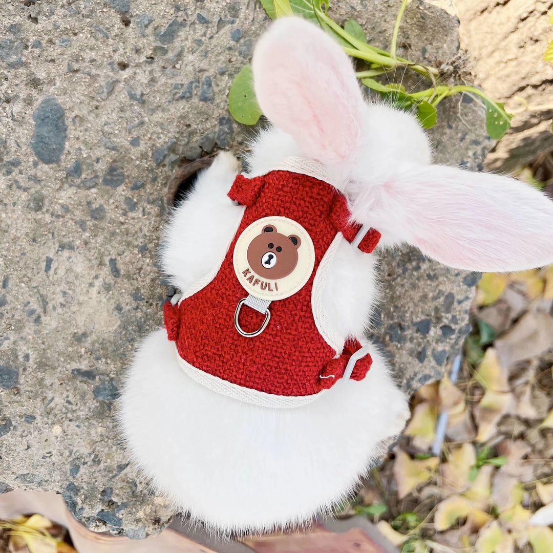 Outdoor Rabbit & Guinea Pig Harness and Leash Set - Linen Pet Vest for Small Animals