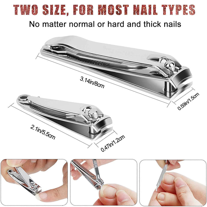 Nail Clipper Set - Premium Stainless Steel Fingernail and Toenail Cutters