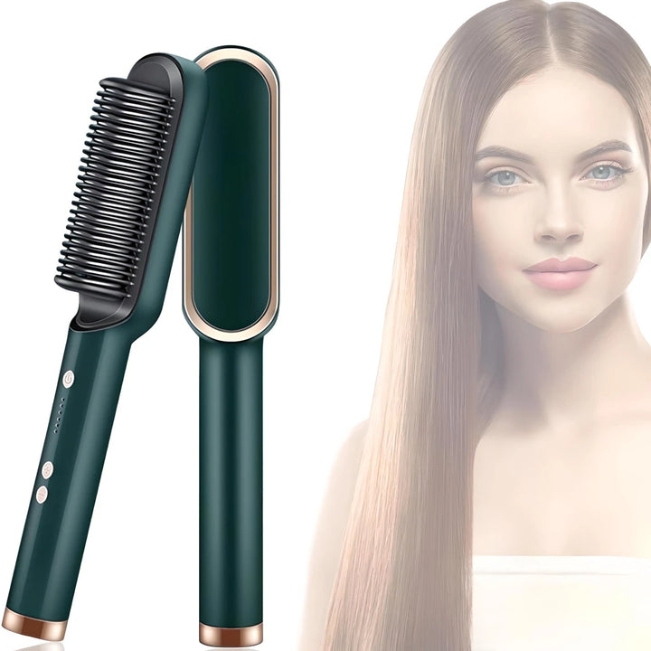 2-in-1 Ionic Hair Straightening Brush & Curling Iron