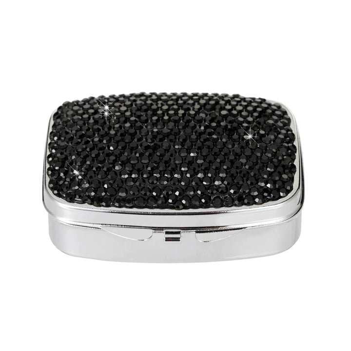 Portable Crystal Diamond Travel Pill Organizer with 2 Compartments