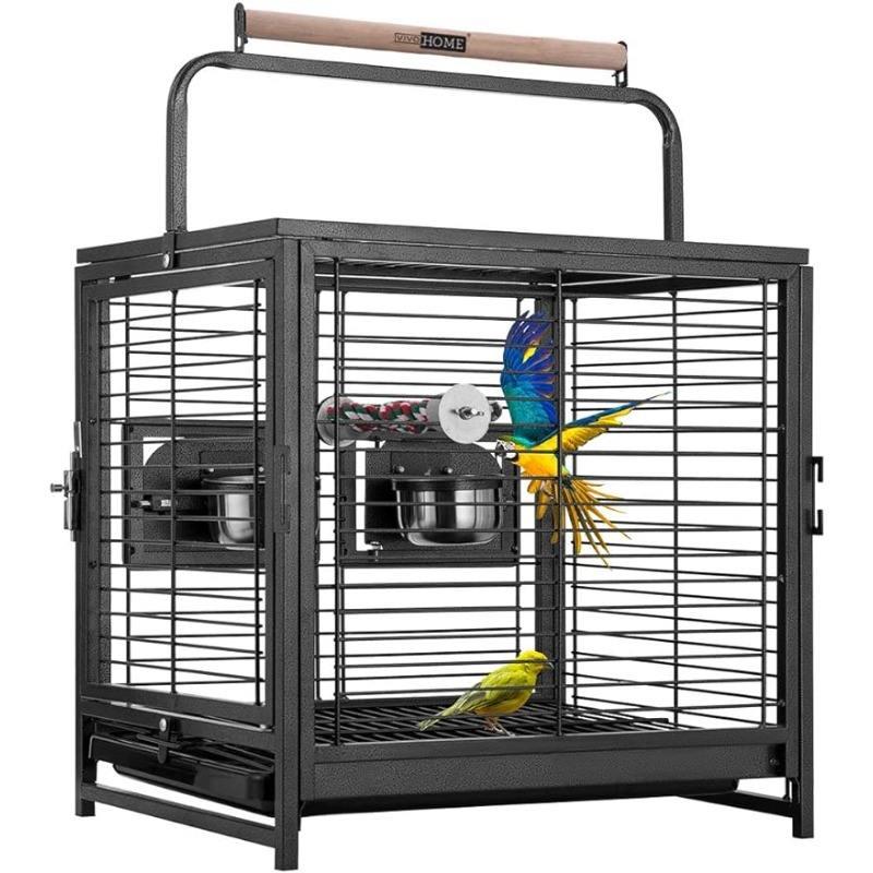 19 Inch Wrought Iron Bird Travel Carrier Cage