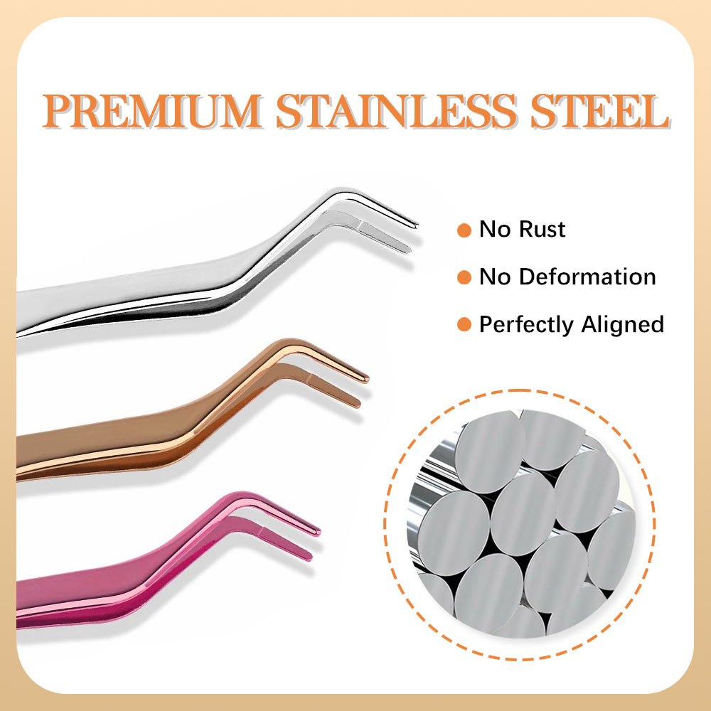 Professional Stainless Steel Eyelash Tweezers Applicator