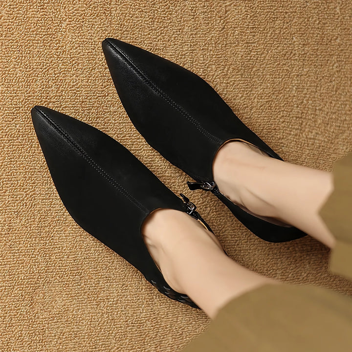 Elegant Split Leather Slip-On Pumps