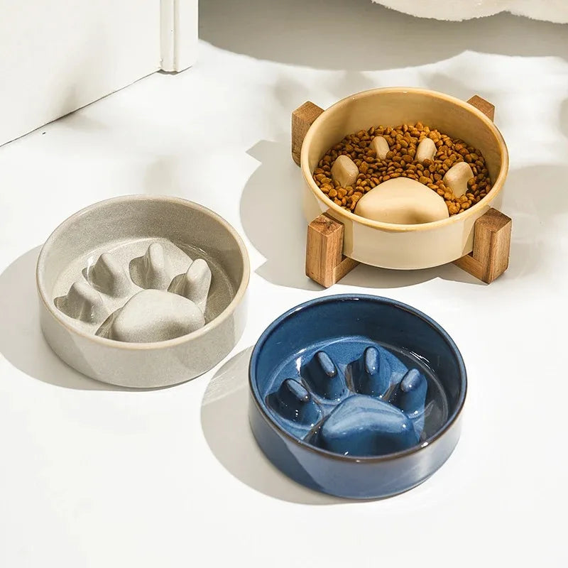 Japanese-Style Ceramic Slow Feeding Bowl for Pets