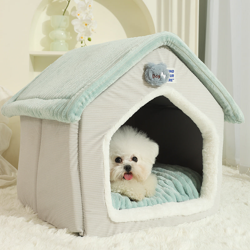 Foldable Pet House with Removable Sleep Mat