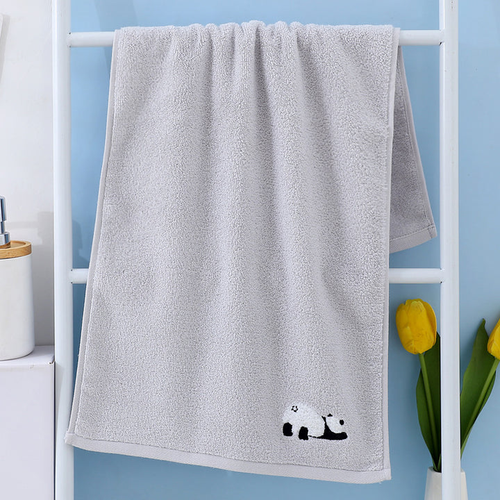 Panda Embroidered Cotton Face Towel - Absorbent and Soft Bathroom Towel