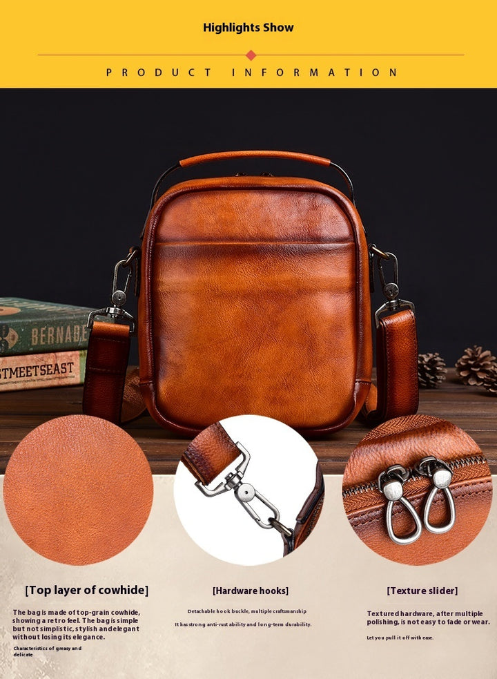 Cowhide Retro Casual Men's Messenger Bag