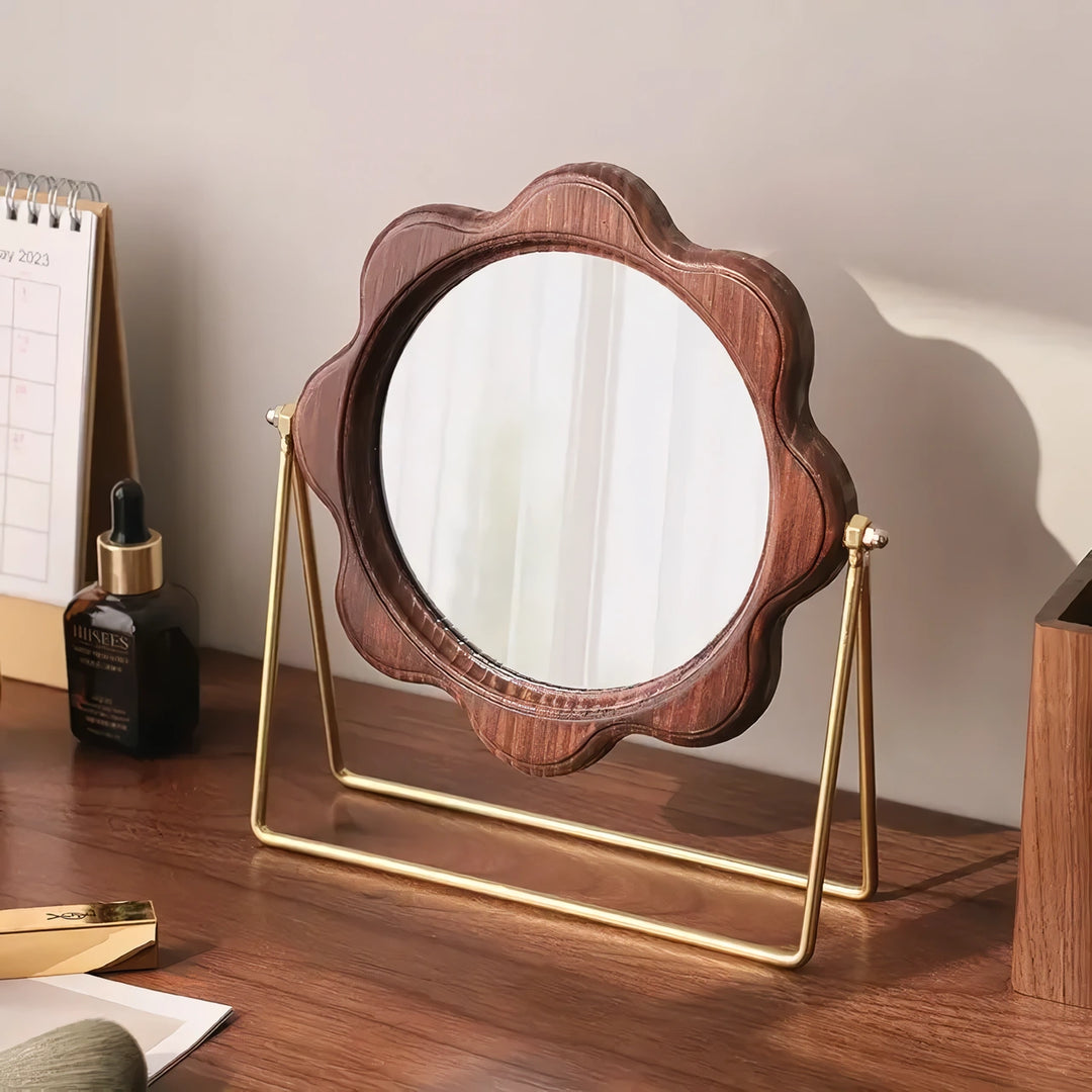 Elegant Rotatable Desktop Makeup Mirror – Neoclassical Design