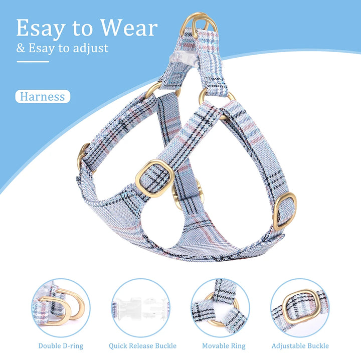 Fashion Dog Collar Harness Leash Set with Bowtie