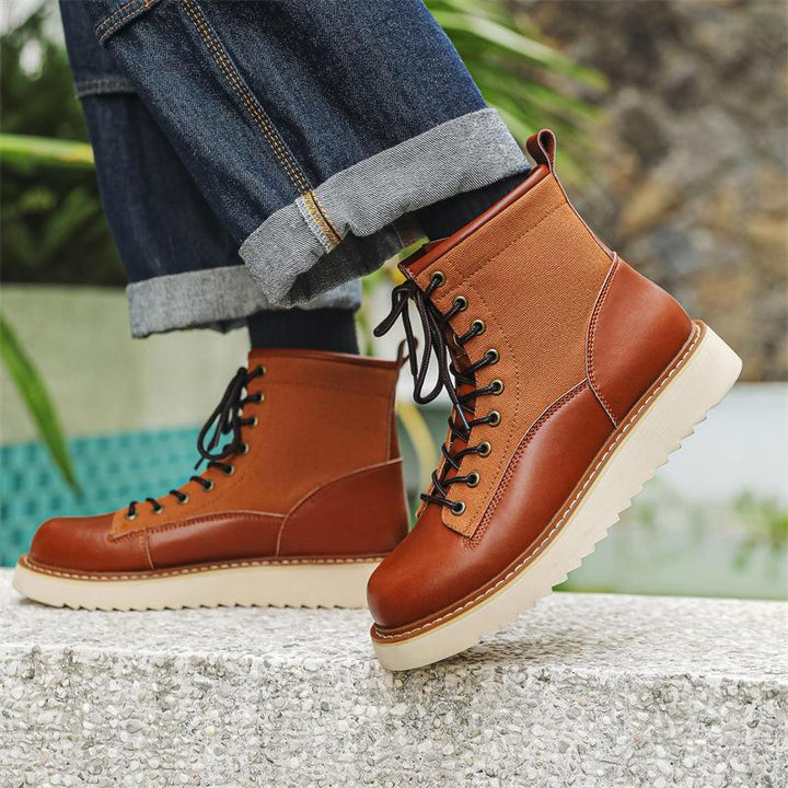 Handmade Leather Ankle Motorcycle Boots for Men