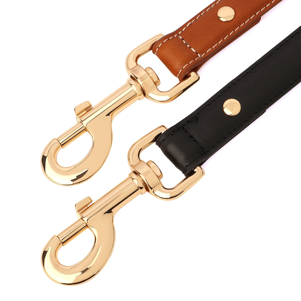 Adjustable Genuine Leather Dog Leash for All Breeds