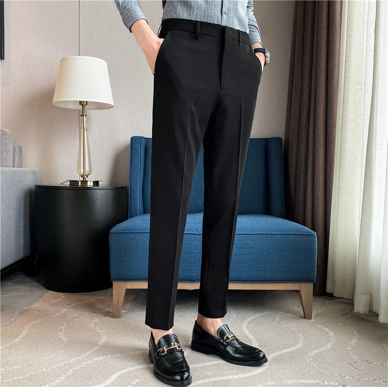 Men's Springsummer Draping Solid Color Casual Suit Pants Stretch Comfortable Suit Pants Trousers