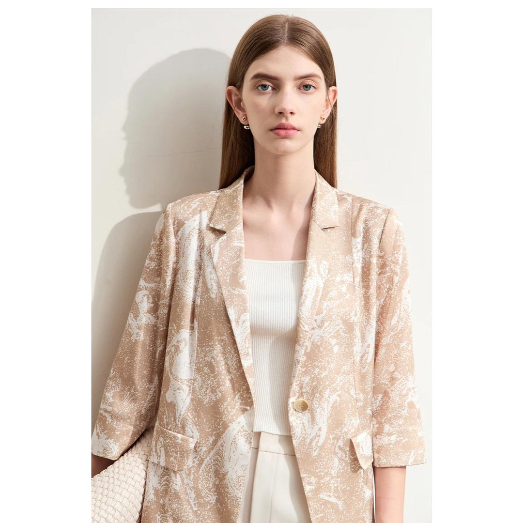 Silk Stretch Printed Blazer