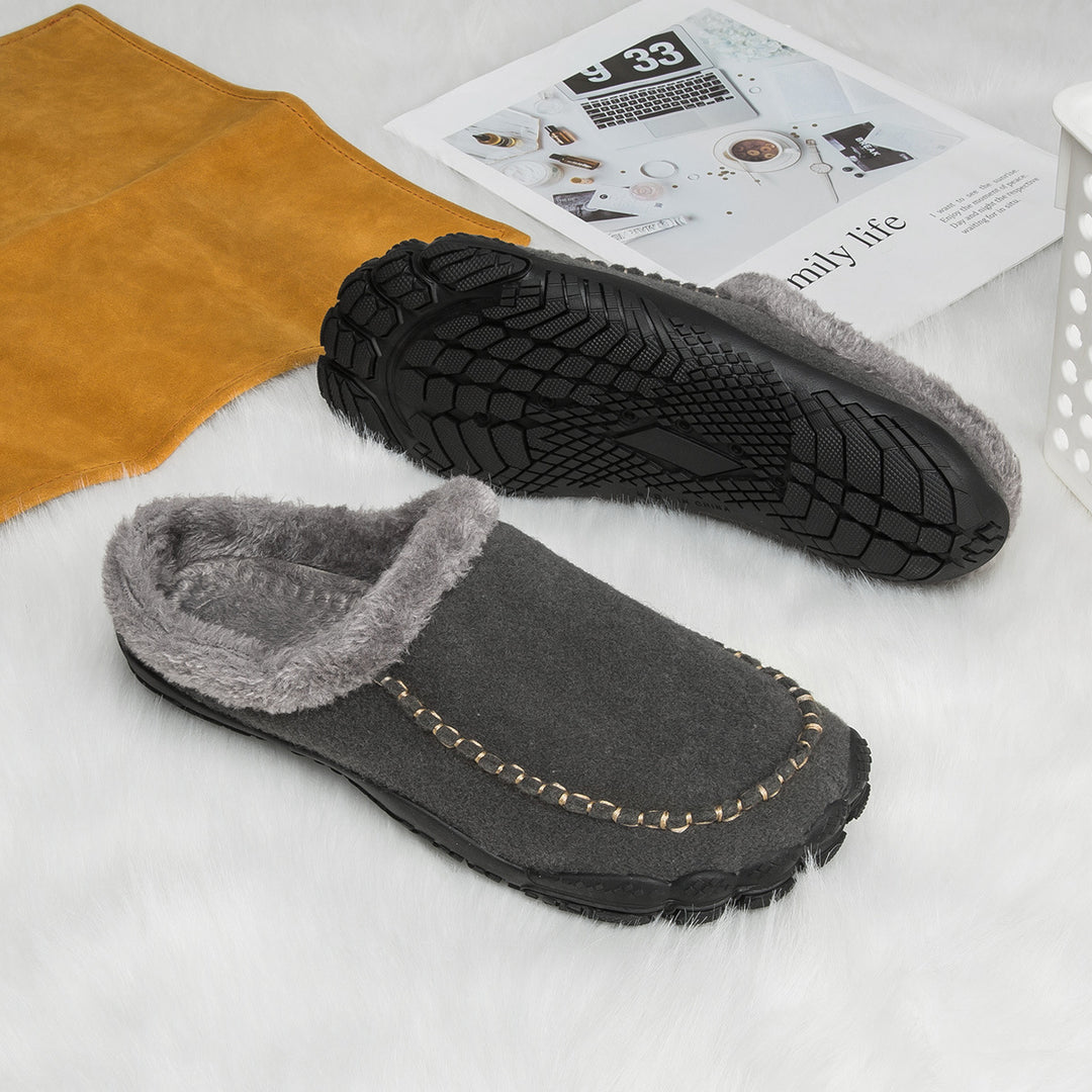 Men's Winter Warm Slippers Lightweight Anti-slip Cozy Fuzzy Winter House Slippers Wide Indoor Outdoor Shoes