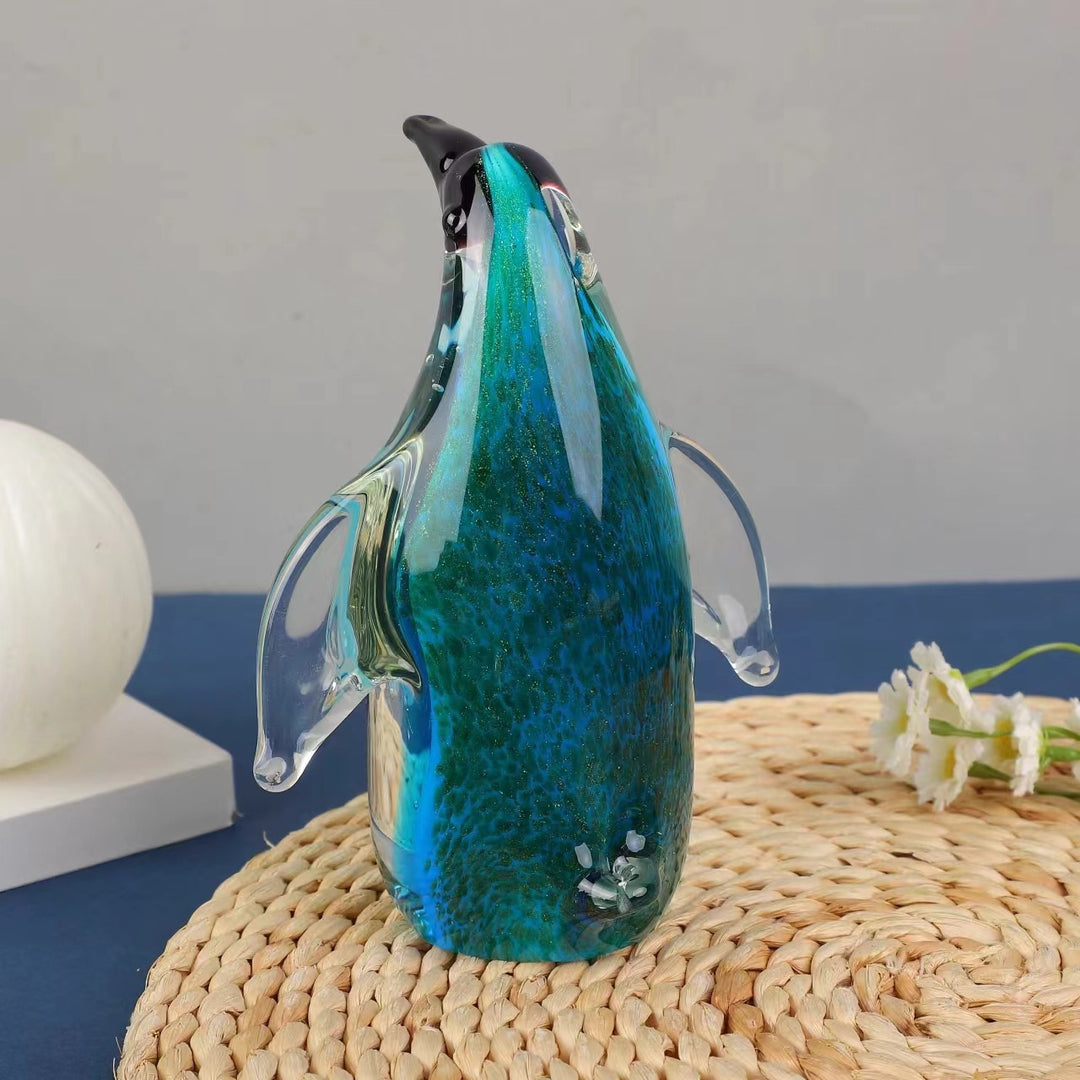 Creative Glass Penguin Handmade Glass Marine Animal Sculpture Exquisite Animal Ornaments