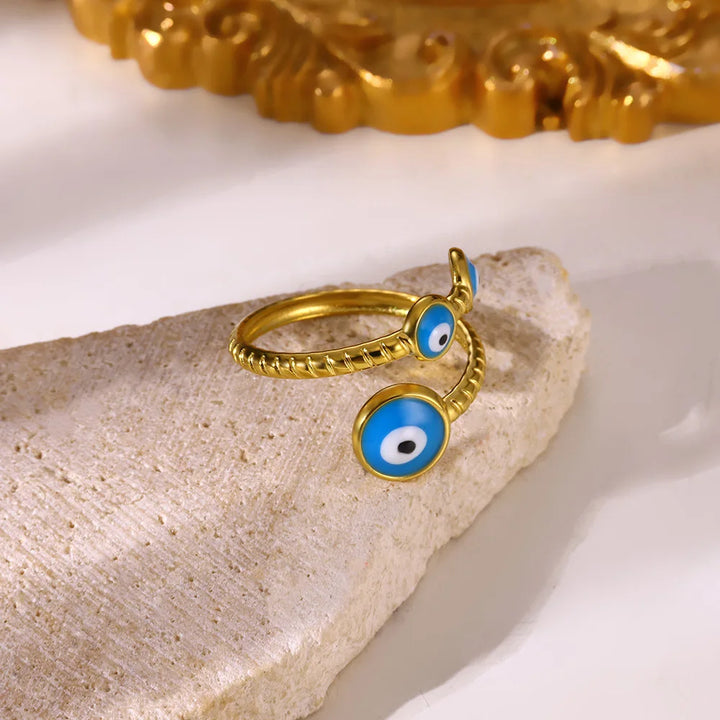 Gold Evil Eye Stainless Steel Ring