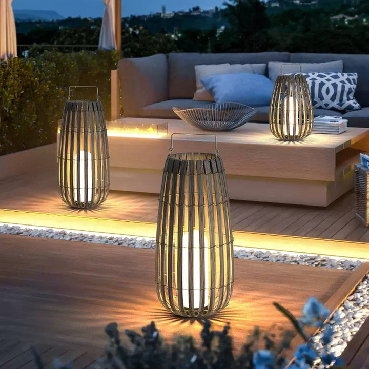 Solar Powered Rattan Lawn Portable Light