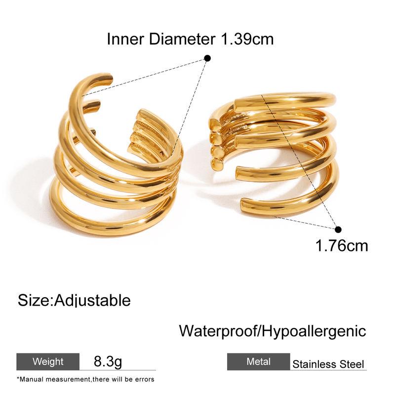 18k Gold Plated Four-Layer Stainless Steel Hoop Ear Clip