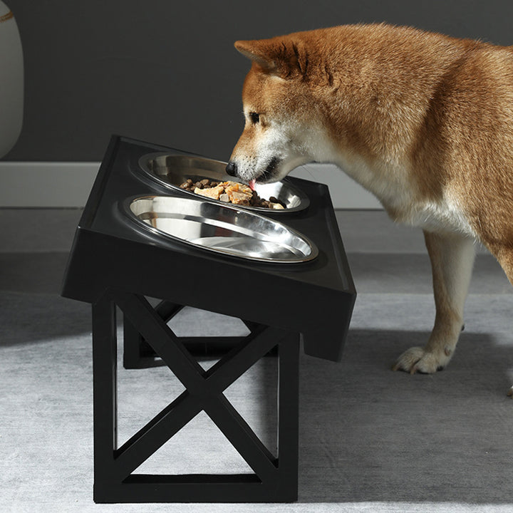 Adjustable Double Elevated Dog Bowls with Slow Feeder and Non-Slip Stand