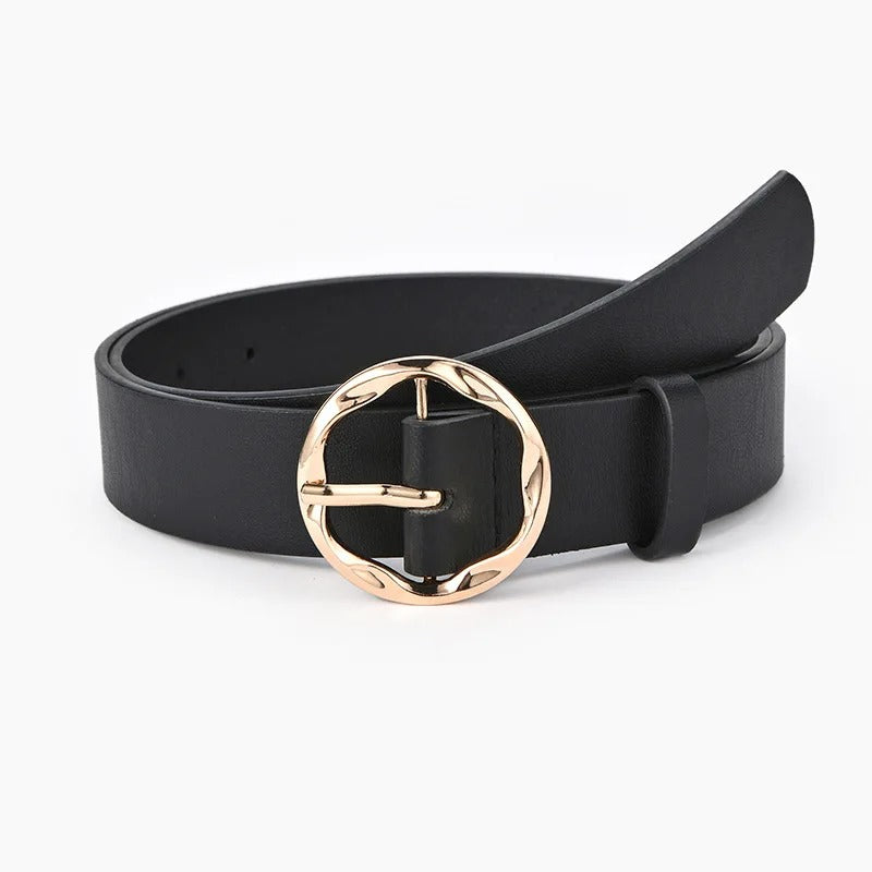 Stylish Animal Print Faux Leather Belt with Golden Buckle