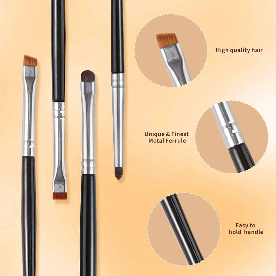 Super Thin Eyeshadow and Eyeliner Makeup Brush Set – 4 Piece Precision Kit