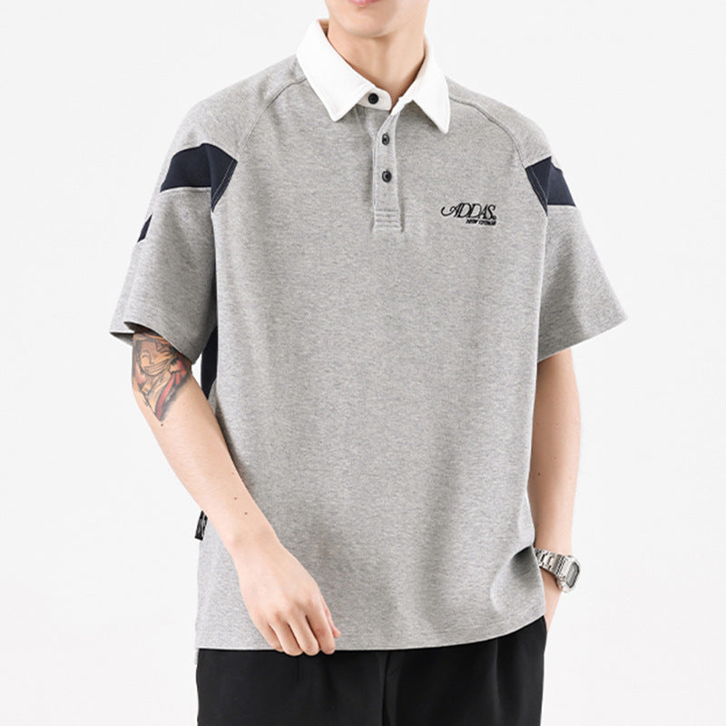 American Stitching Contrast Color Polo Shirt Men's Summer