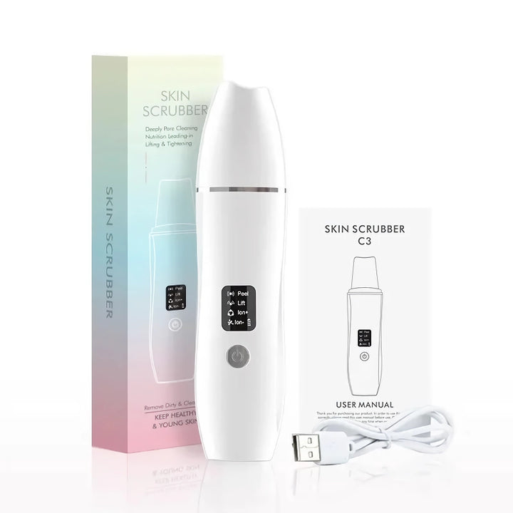 Ultrasonic Facial Skin Scrubber Exfoliator & Blackhead Remover Pore Cleaner