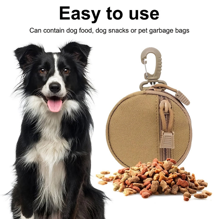 Portable Tactical Dog Treat Pouch with Rotatable Carabiner for Training