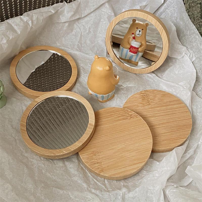 Pure Wooden Portable Mini Makeup Mirror