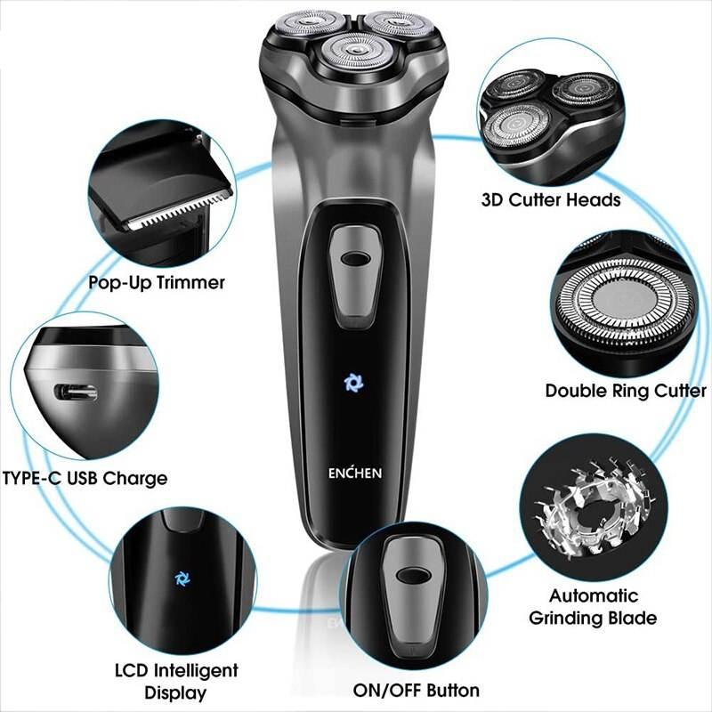 3D Electric Rotary Shaver for Men – USB Rechargeable, Floating Blade Shaving Razor