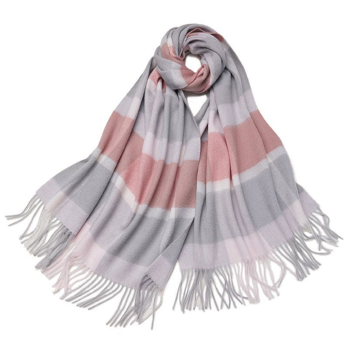 Elegant Plaid Cashmere Shawl - Long Warm Tassel Wrap