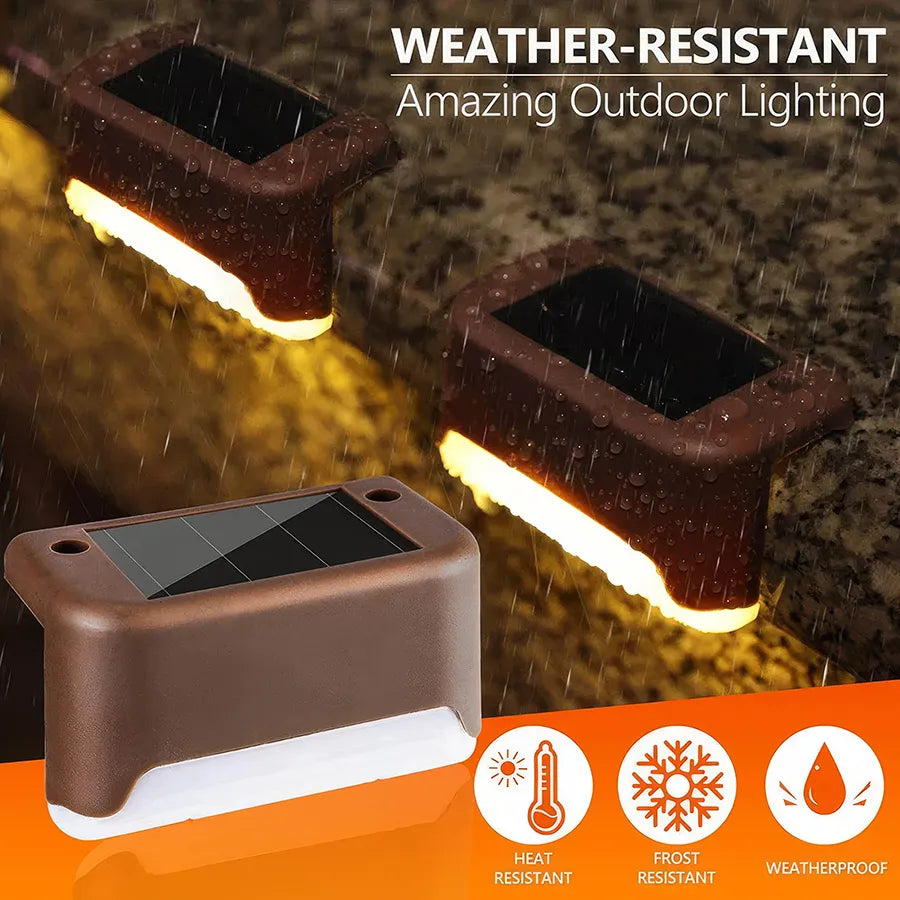 Solar LED Step Lights - Warm White Waterproof Outdoor Pathway and Garden Illumination