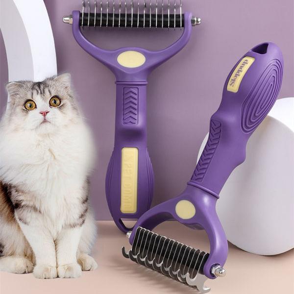 Dog Grooming comb Pet Deshedding Brush - Double-Sided Undercoat Rake for Dog Cat